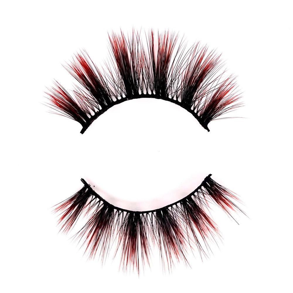 Faux mink colored Lashes black with Red